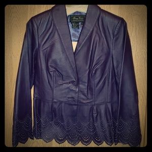Terry Lewis Classic Luxuries Lace Leather Jacket